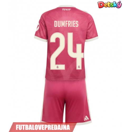 Lacne Dětský Futbalové dres Real Madrid Denzel Dumfries #24 2026-27 Krátky Rukáv - Tretina (+ trenírky)